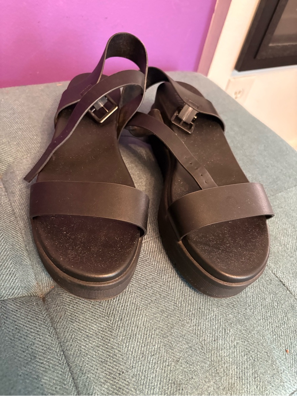 MIA Black Platform Strap Sandals